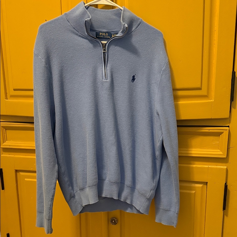 Polo by Ralph Lauren Men's Sky Blue Quarter Zip Sweater